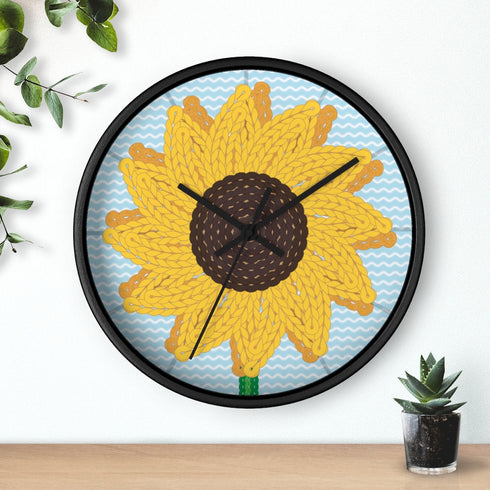 Sunflower Stitches Wall Clock